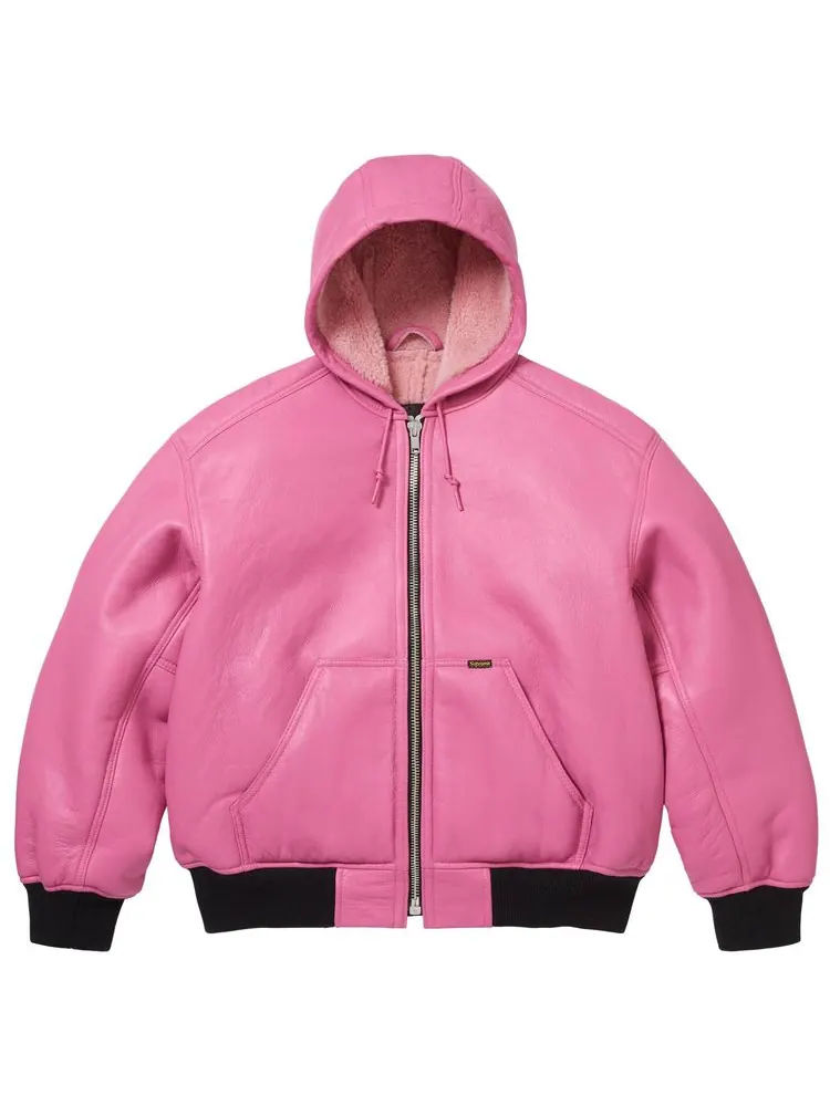 Рабочая куртка Supreme x Schott из овчины с капюшоном — изображение 1 из 2, розовый