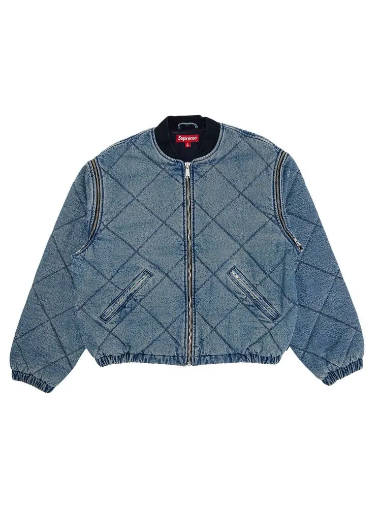 Куртка Supreme Zip-Off Sleeve Quilted Bomber Jacket — изображение 1 из 4, джинсовый синий