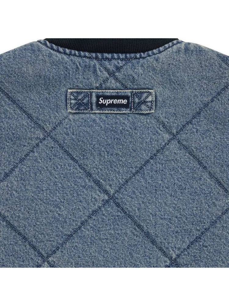 Куртка Supreme Zip-Off Sleeve Quilted Bomber Jacket — изображение 3 из 4, джинсовый синий
