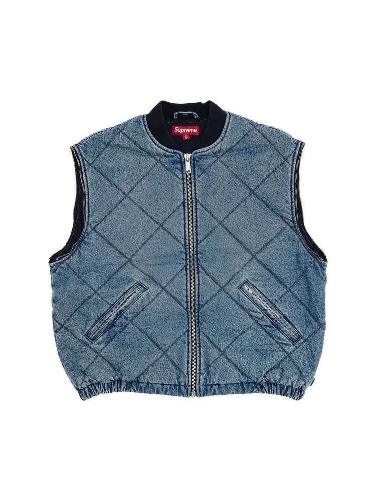 Куртка Supreme Zip-Off Sleeve Quilted Bomber Jacket — изображение 4 из 4, джинсовый синий