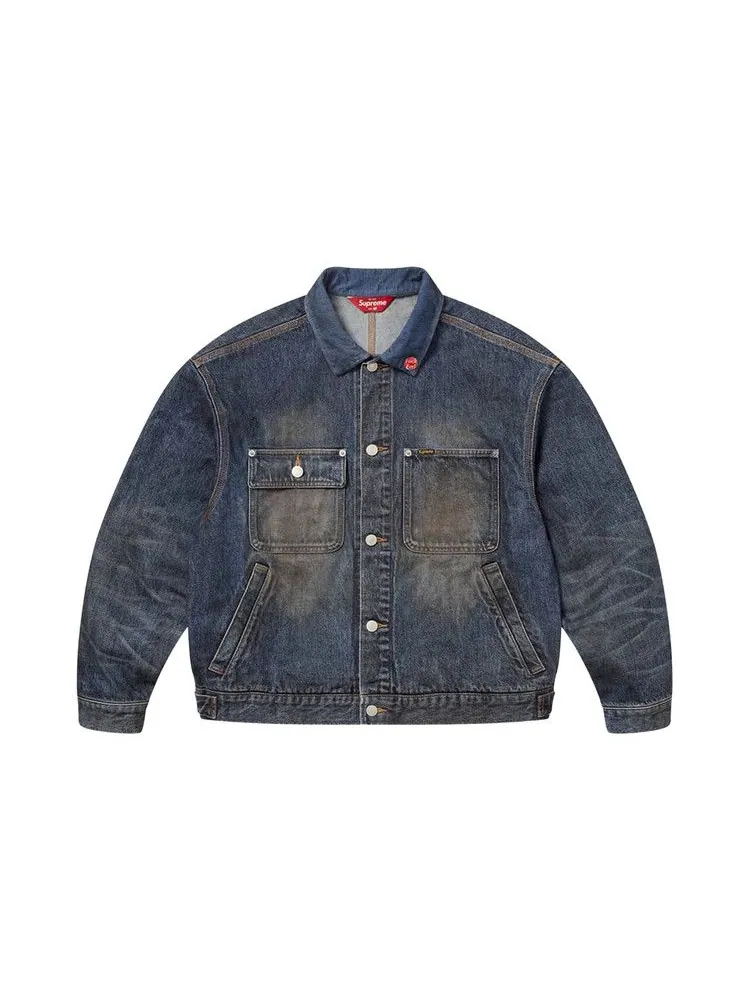 Куртка Supreme Distressed Selvedge Trucker Jacket — изображение 1 из 3, индиго