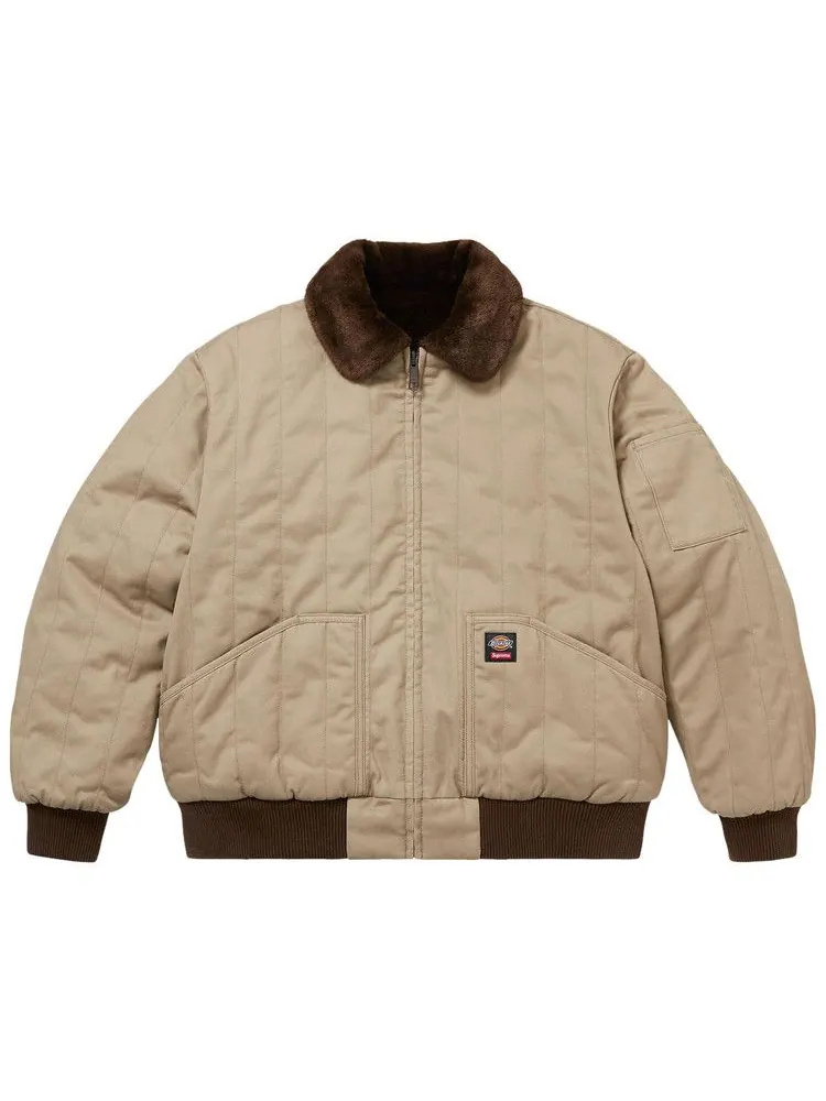 Куртка Supreme x Dickies Reversible Quilted Faux Fur Work Jacket — изображение 1 из 3, бежевый