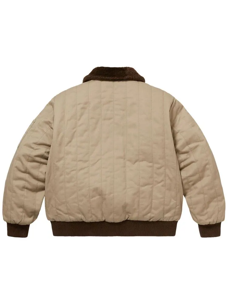 Куртка Supreme x Dickies Reversible Quilted Faux Fur Work Jacket — изображение 3 из 3, бежевый