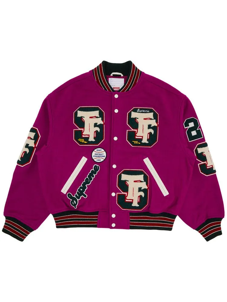 Куртка Supreme Drill Team Varsity Jacket — изображение 1 из 3, маджента