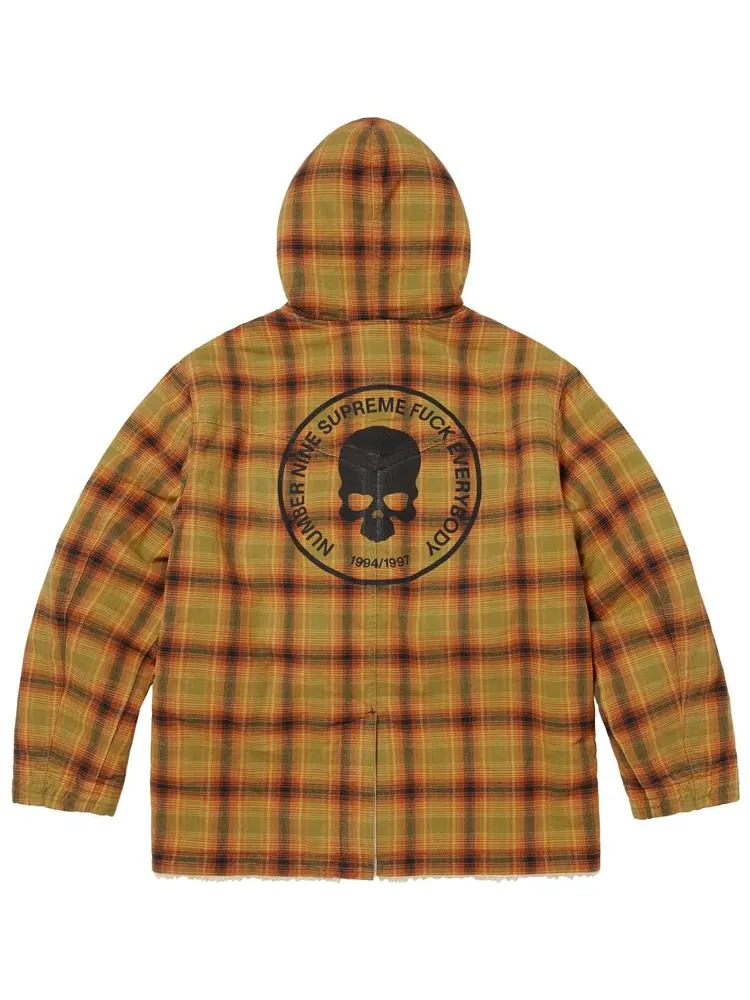 Пальто Supreme x Number (N)Ine с капюшоном из искусственной овчины в клетку — изображение 2 из 2, желтый