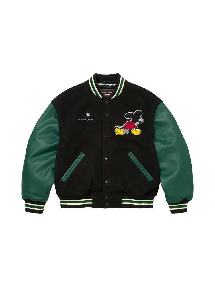 Куртка Supreme x Number (N)Ine x Mickey Mouse Varsity Jacket 'Black' — изображение 1 из 2, черный