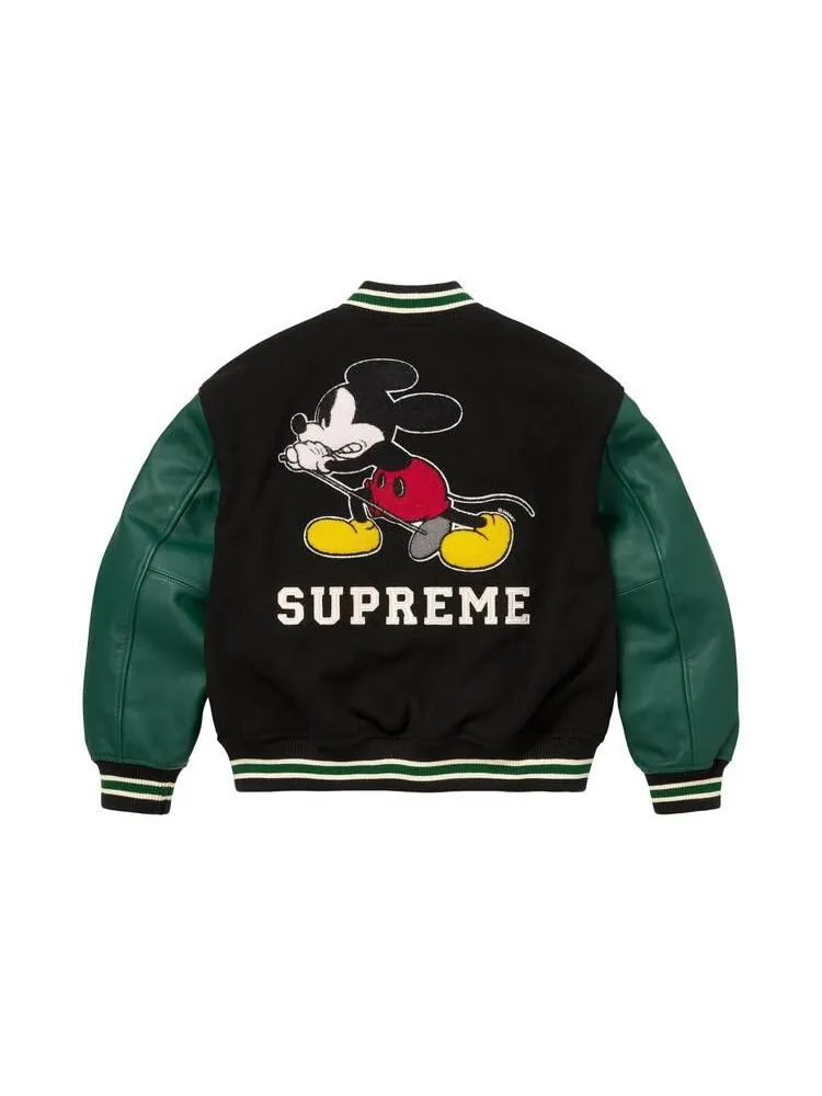 Куртка Supreme x Number (N)Ine x Mickey Mouse Varsity Jacket 'Black' — изображение 2 из 2, черный
