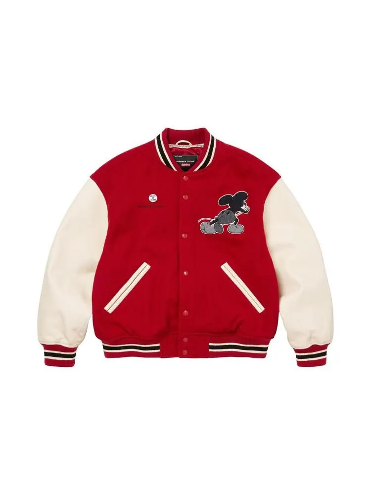 Куртка Supreme x Number (N)Ine x Mickey Mouse Varsity Jacket 'Red' — изображение 1 из 2, красный