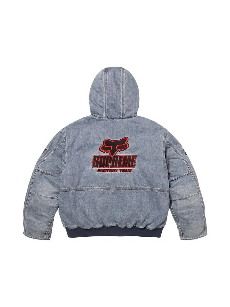 Куртка Supreme x Fox Racing Hooded Work Jacket 'Denim' — изображение 2 из 2, синий