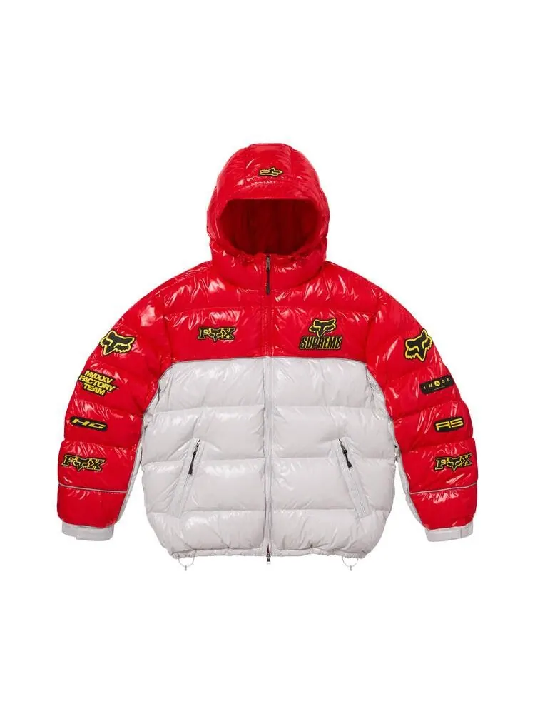 Пуховик Supreme x Fox Racing Shiny Down Puffer Jacket 'White' — изображение 1 из 2, белый