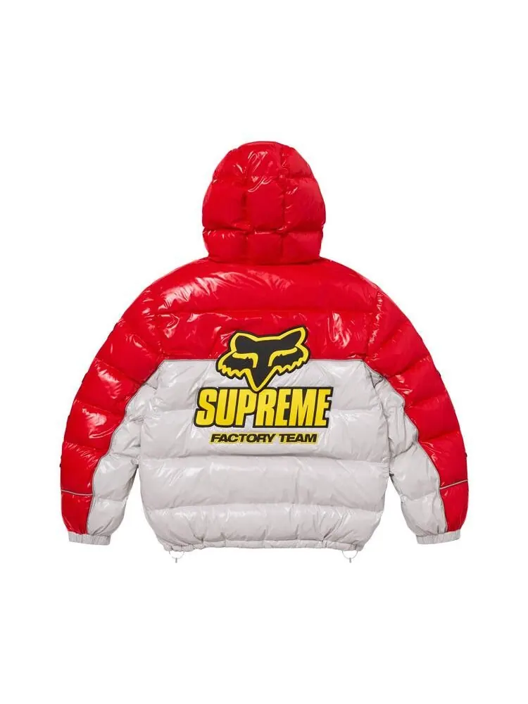 Пуховик Supreme x Fox Racing Shiny Down Puffer Jacket 'White' — изображение 2 из 2, белый