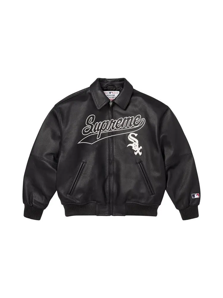 Куртка Supreme x Chicago White Sox Leather Varsity Jacket — изображение 1 из 2, черный