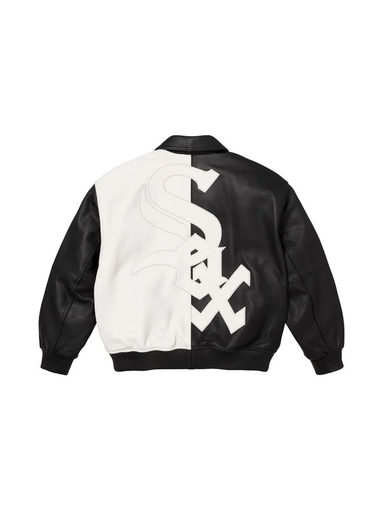 Куртка Supreme x Chicago White Sox Leather Varsity Jacket — изображение 2 из 2, черный