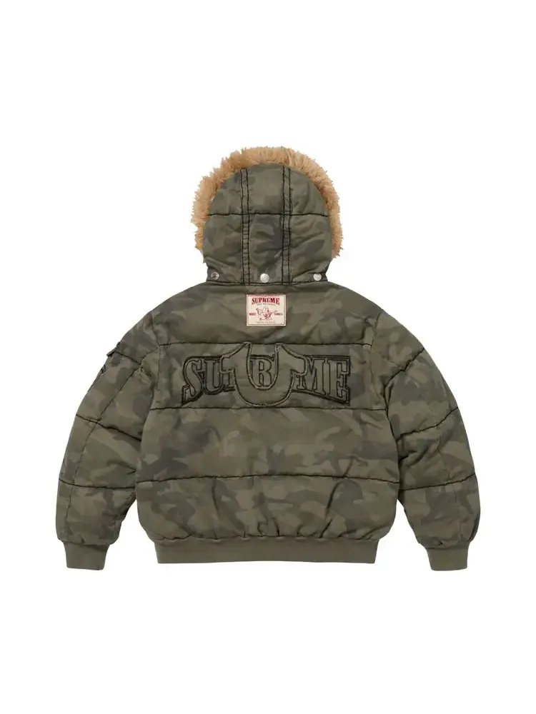 Пуховая куртка Supreme x True Religion 'Olive Camo' — изображение 2 из 2, зеленый