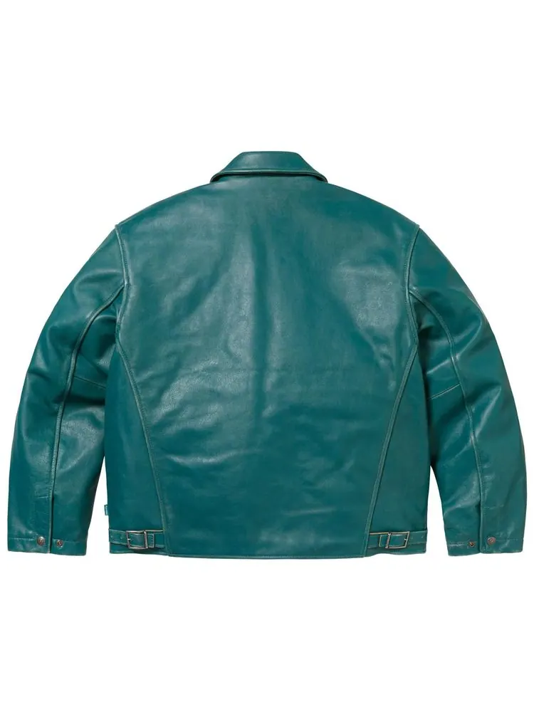 Кожаная куртка Supreme x Schott в бирюзовом цвете — изображение 2 из 2, бирюзовый