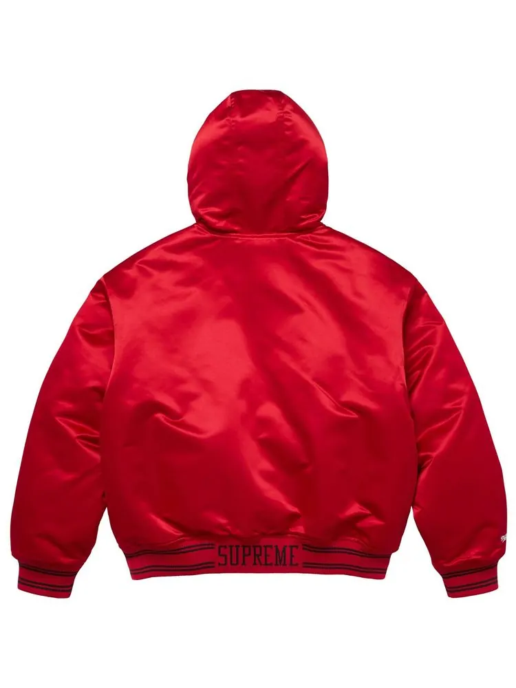 Атласная куртка-бомбер Supreme x Mitchell & Ness с подкладкой и капюшоном — изображение 2 из 2, красный