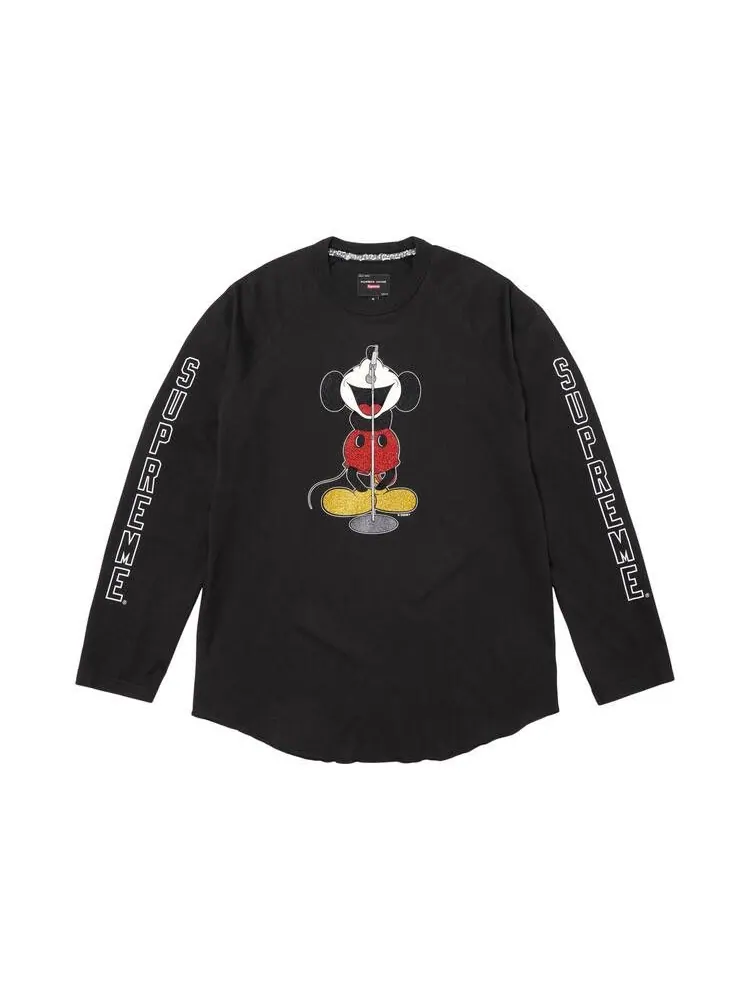 Топ Supreme x Number (N)Ine x Mickey Mouse Raglan Long-Sleeve Top 'Black' — изображение 1 из 2, черный