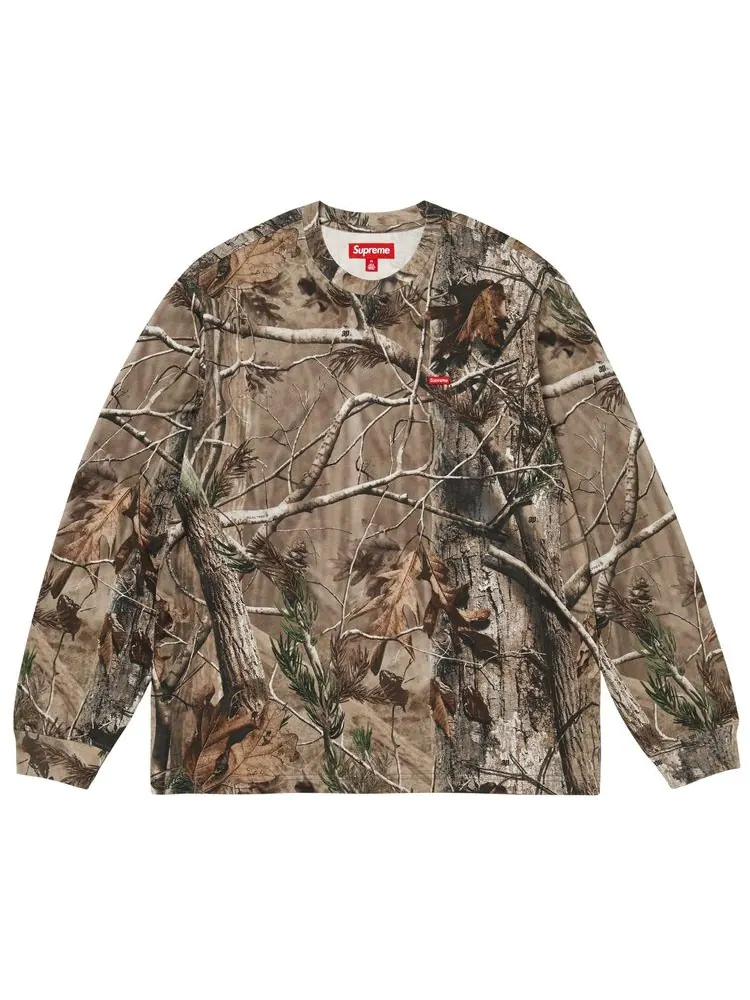 Футболка Supreme Small Box с длинными рукавами, камуфляж Realtree AP — изображение 1 из 1, зеленый