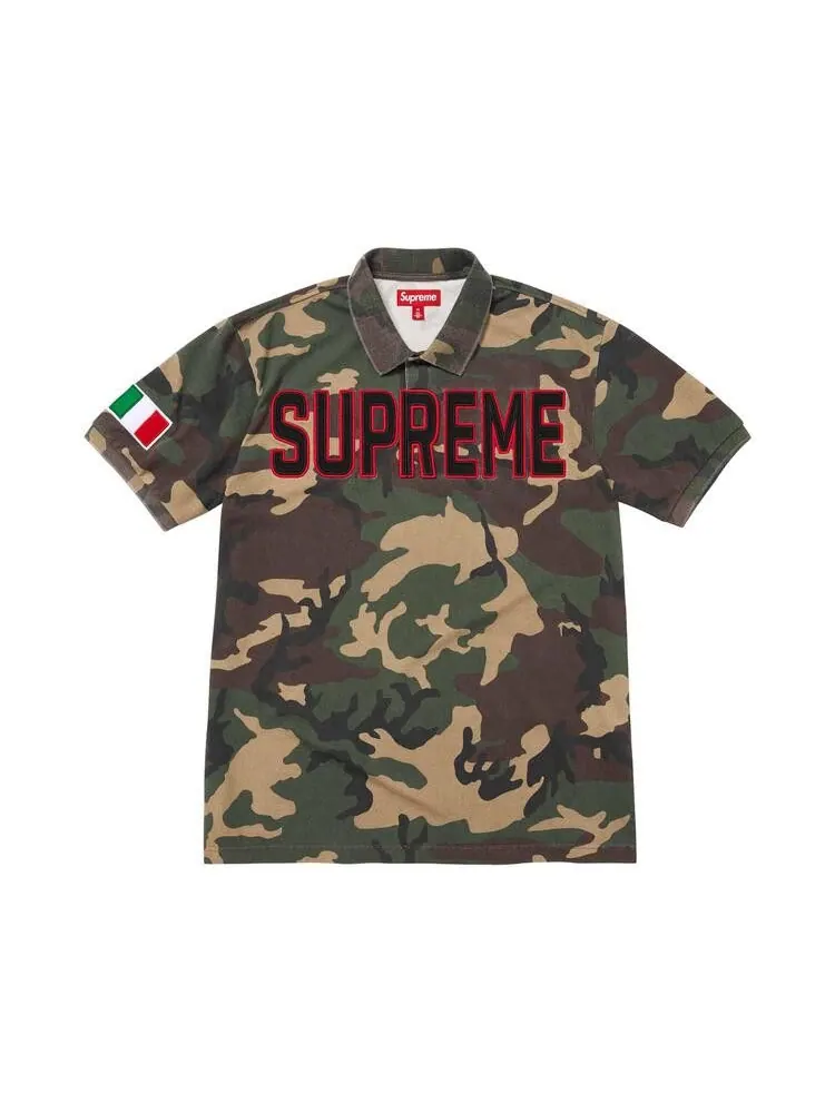 Поло Supreme Twill Appliqué Polo, Woodland Camo — изображение 1 из 2, зеленый