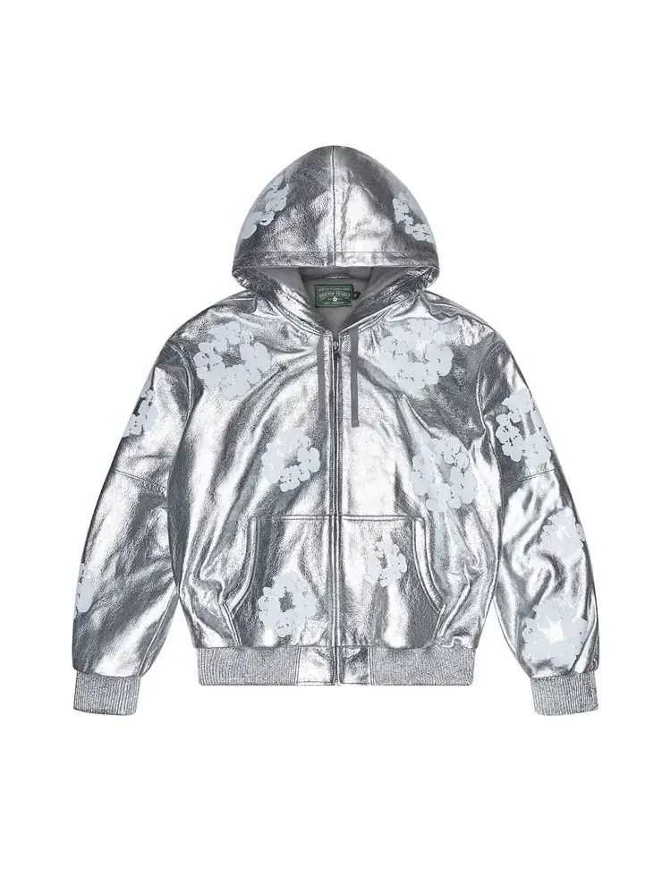 Худи Denim Tears Leather Cotton Wreath Zip Hoodie — изображение 1 из 2, серебряный