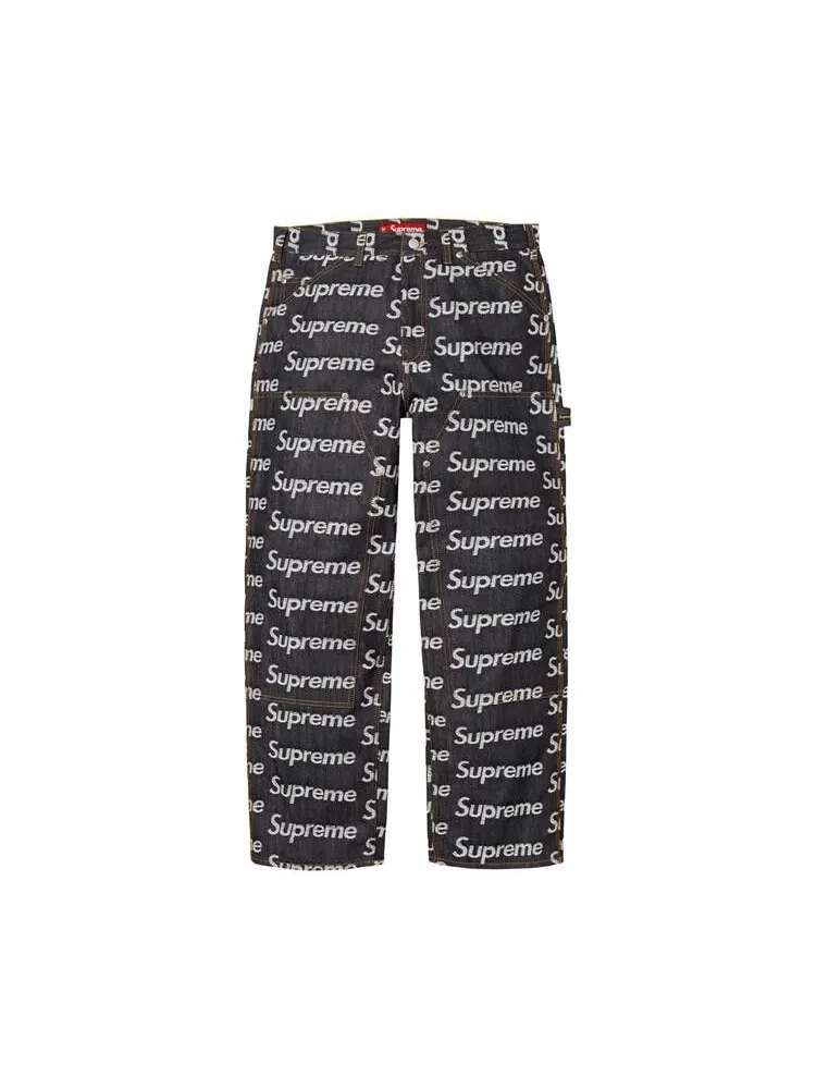 Джинсы Supreme Jacquard Logos Double Knee Denim Painter Jean 'Rigid Indigo'