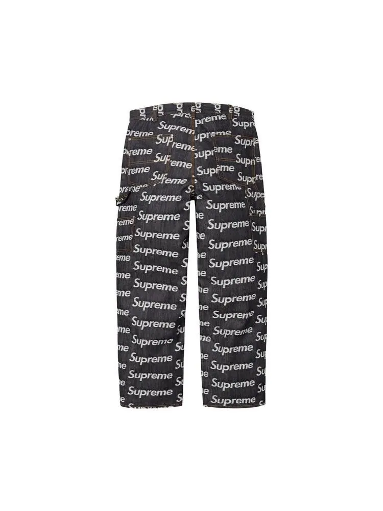 Джинсы Supreme Jacquard Logos Double Knee Denim Painter Jean 'Rigid Indigo' — изображение 2 из 2, синий