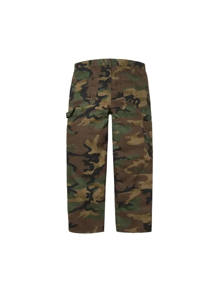 Джинсы Supreme Jacquard Logos Double Knee Denim Painter Jean 'Woodland Camo' — изображение 2 из 2, зеленый