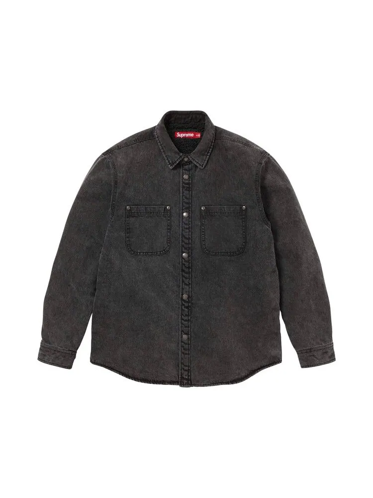 Рубашка Supreme Shearling Lined Denim Work Shirt