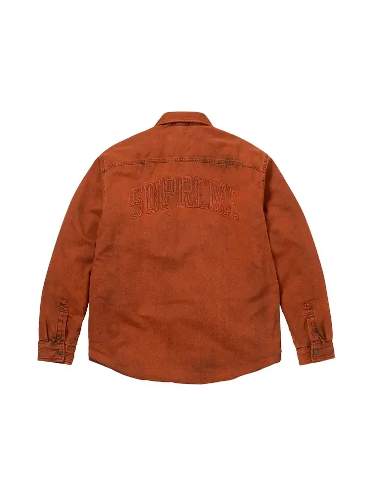 Рабочая рубашка из денима с подкладкой из овчины Supreme — изображение 2 из 2, оранжевый