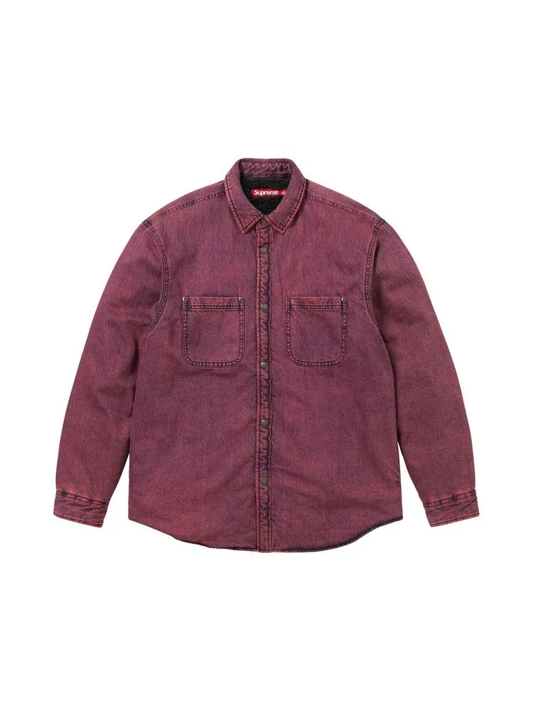Рубашка Supreme Shearling Lined Denim Work Shirt