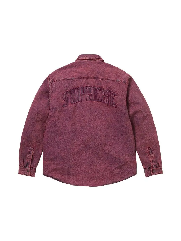 Рубашка Supreme Shearling Lined Denim Work Shirt — изображение 2 из 2, розовый