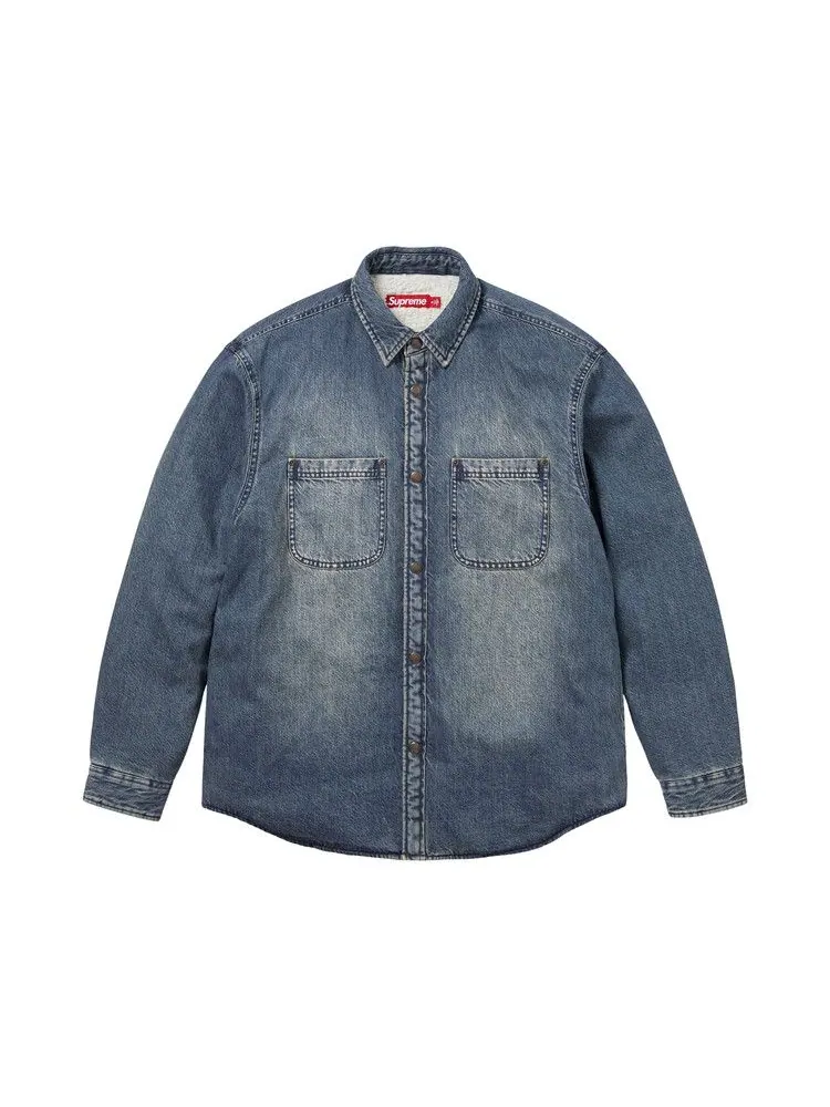 Рубашка Supreme Shearling Lined Denim Work Shirt