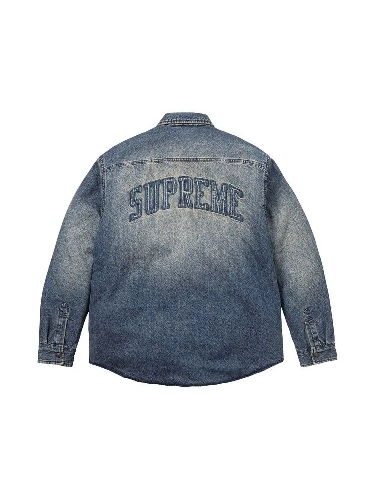 Рубашка Supreme Shearling Lined Denim Work Shirt — изображение 2 из 2, индиго