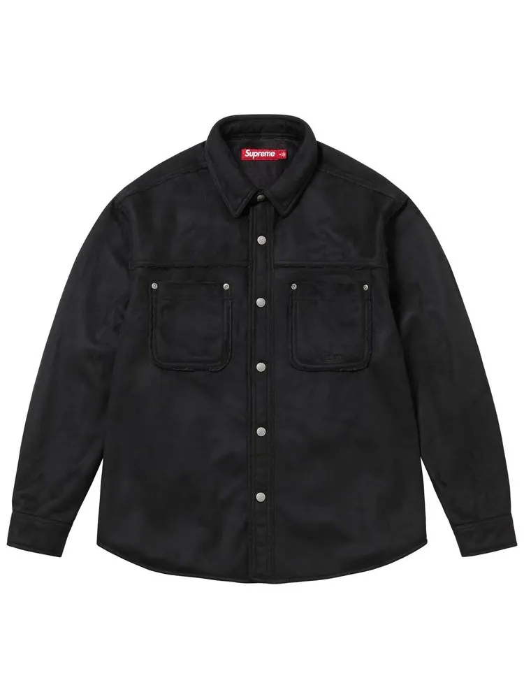Рубашка Supreme из искусственной замши на кнопках
