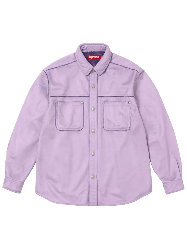 Рубашка Supreme из искусственной замши на кнопках