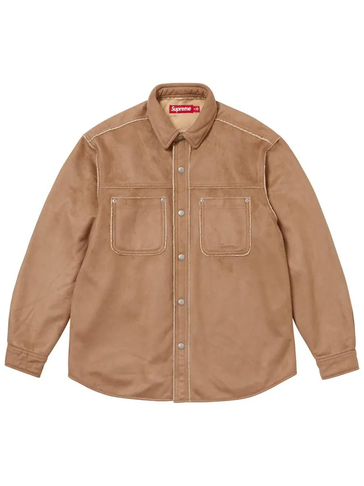 Рубашка Supreme из искусственной замши на кнопках