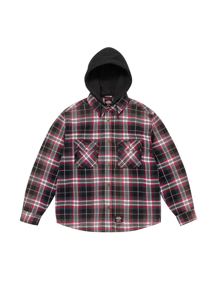 Рубашка Supreme x Dickies Lined Zip Up Hooded Flannel Shirt