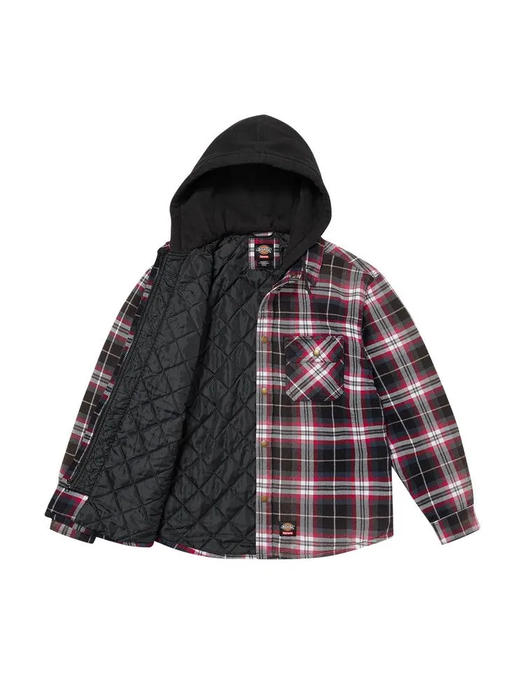 Рубашка Supreme x Dickies Lined Zip Up Hooded Flannel Shirt — изображение 2 из 3, черный