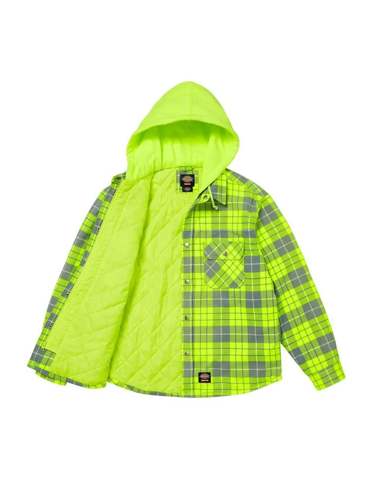 Рубашка Supreme x Dickies Lined Zip Up Hooded Flannel Shirt — изображение 2 из 3, зеленый