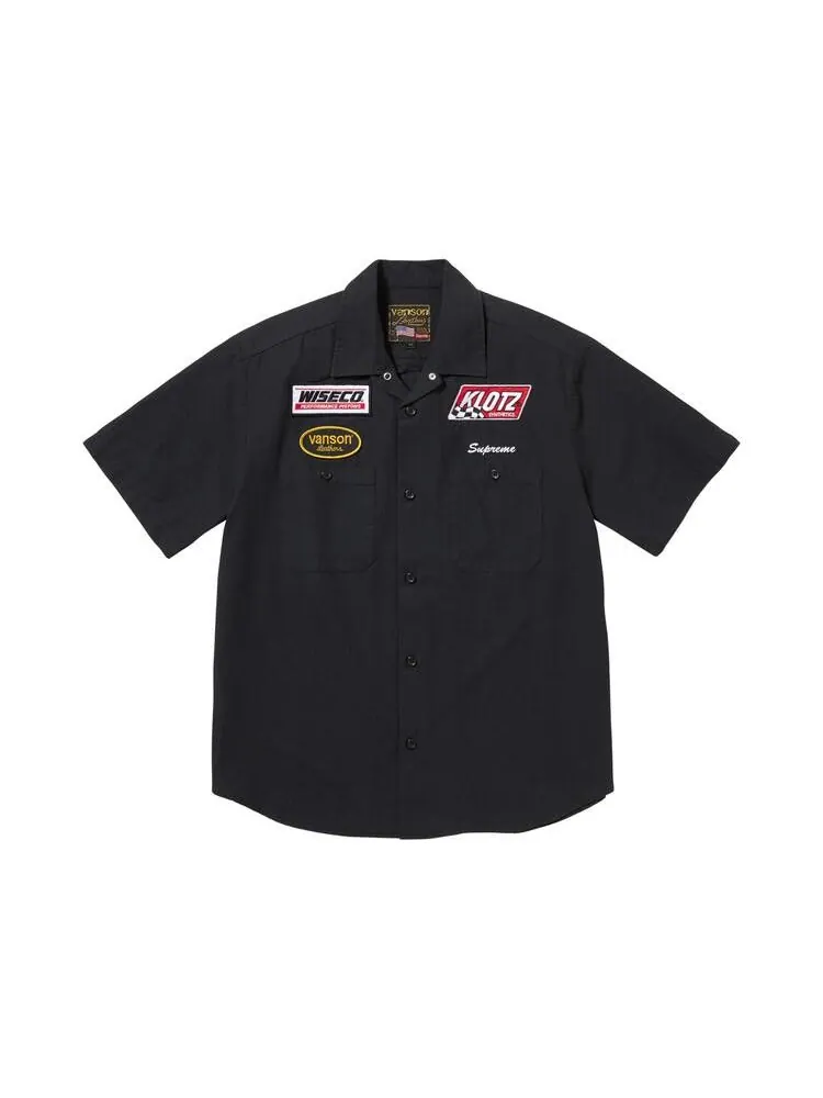 Рубашка Supreme x Vanson Leathers Short-Sleeve Work Shirt 'Black'