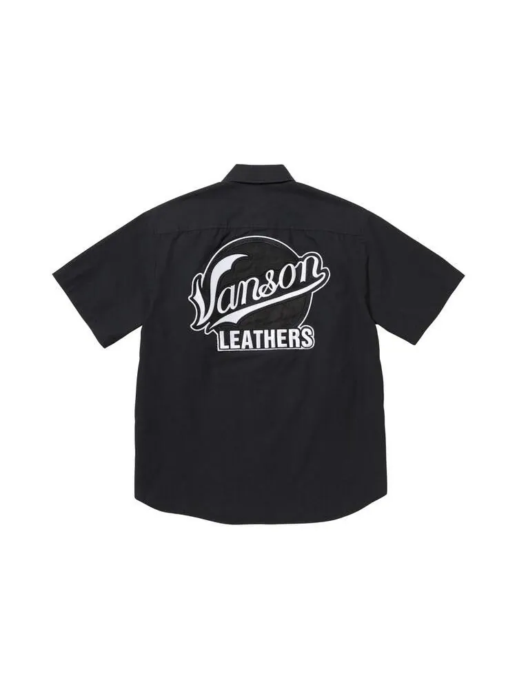 Рубашка Supreme x Vanson Leathers Short-Sleeve Work Shirt 'Black' — изображение 2 из 2, черный