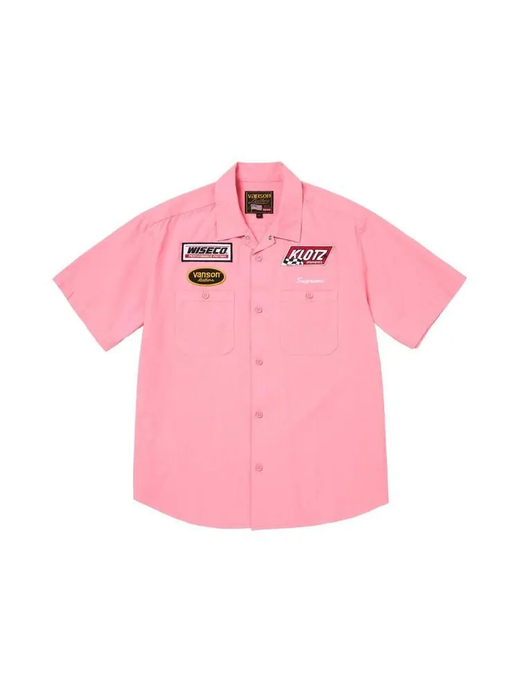 Рубашка Supreme x Vanson Leathers Short-Sleeve Work Shirt 'Pink'