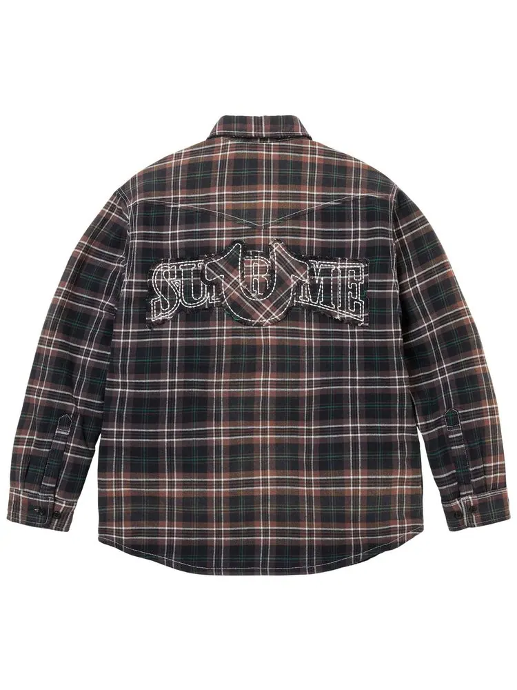 Стеганая клетчатая фланелевая рубашка Supreme x True Religion на подкладке — изображение 2 из 2, черный