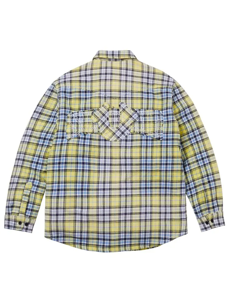 Стеганая клетчатая фланелевая рубашка Supreme x True Religion на подкладке — изображение 2 из 2, желтый