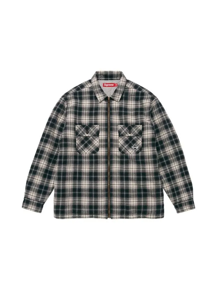 Рубашка Supreme Thermal Lined Zip Up Flannel Shirt 'Black'