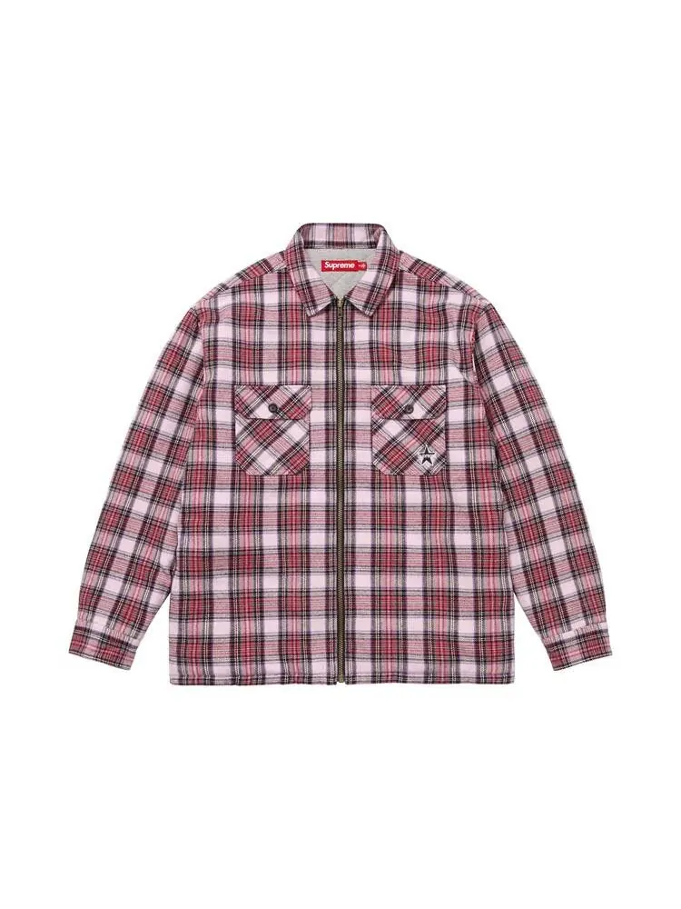 Рубашка Supreme Thermal Lined Zip Up Flannel Shirt 'Pink' — изображение 1 из 1, розовый