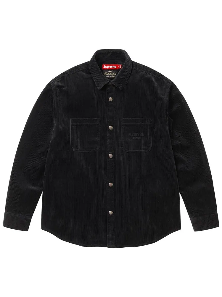 Рубашка Supreme Wide Wale из вельвета с застежками-кнопками — изображение 1 из 1, черный
