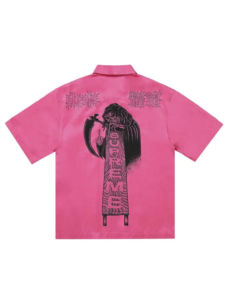 Рубашка Supreme x Y’s Silk Zip Up Short-Sleeve Shirt — изображение 2 из 3, розовый