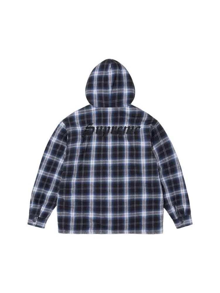 Рубашка Supreme Lined Zip Up Hooded Flannel Shirt 'Black' — изображение 2 из 2, черный