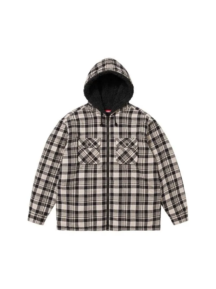 Рубашка Supreme Lined Zip Up Hooded Flannel Shirt 'Light Tan' — изображение 1 из 2, бежевый